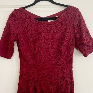 Red Lace Midi Pencil Dress Size Small